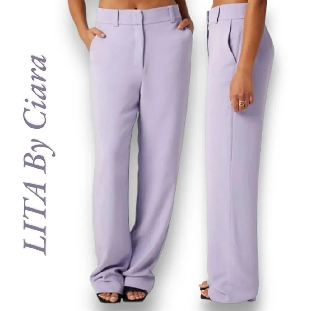 LITA by Ciara Women’s High Waist Wide Leg Pants in the Size 10 in Violet Tulip